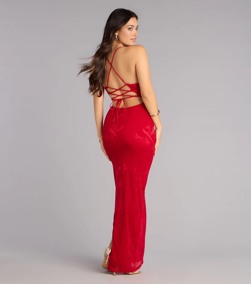 Braelyn Lace Slit Formal Dress