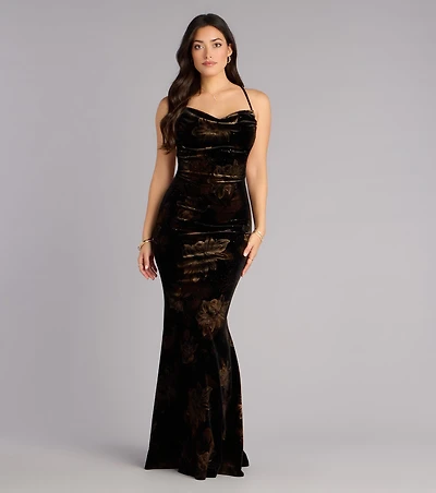 Dalia Floral Velvet Mermaid Formal Dress