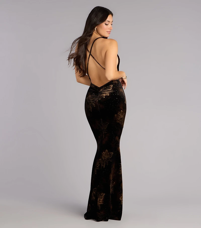 Dalia Floral Velvet Mermaid Formal Dress