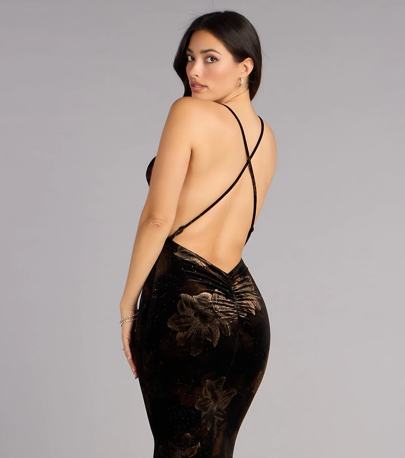 Dalia Floral Velvet Mermaid Formal Dress