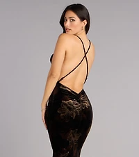 Dalia Floral Velvet Mermaid Formal Dress