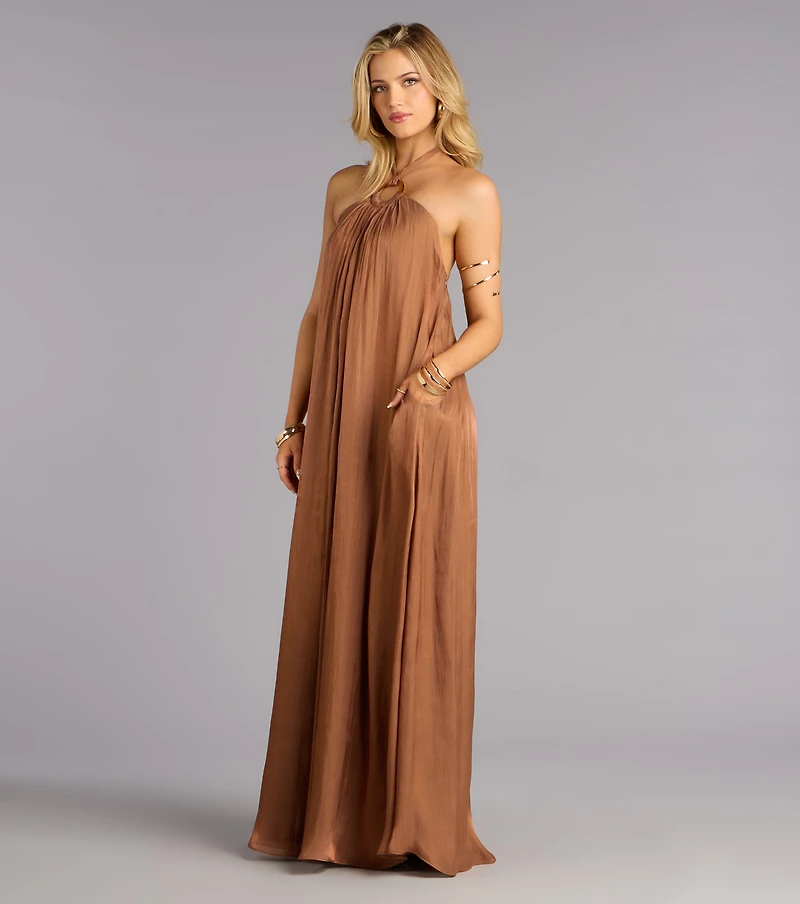 Marlyne Halter Open Back Formal Dress