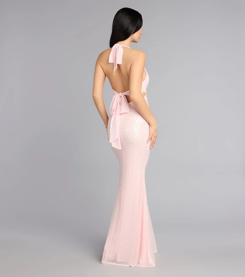 Jolie Sequin Bead Mermaid Formal Dress