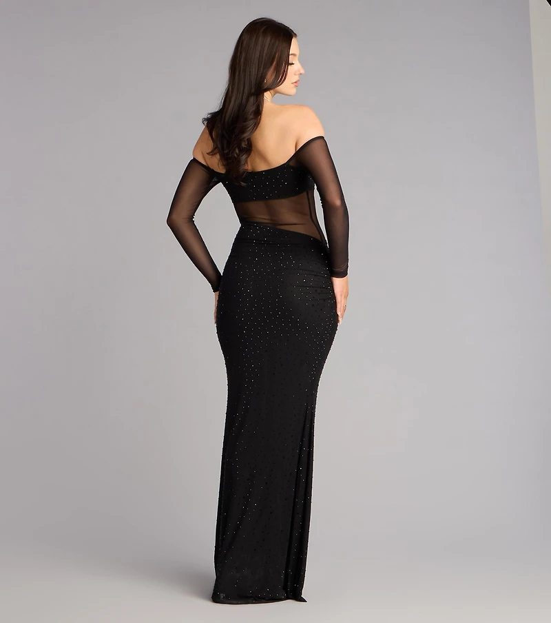 Azarliah Rhinestone Mesh Mermaid Formal Dress