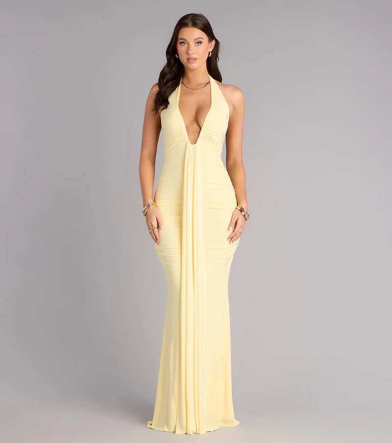 Allyssa Halter Sash Mermaid Formal Dress