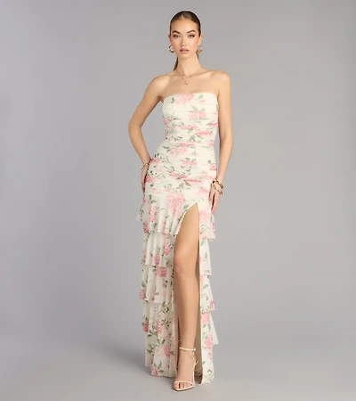 Hadley Floral A-Line Slit Formal Dress