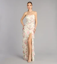 Hadley Floral A-Line Slit Formal Dress