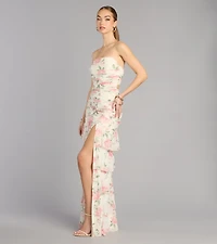 Hadley Floral A-Line Slit Formal Dress