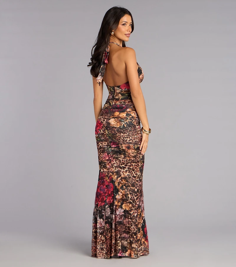 Aubrey Lace Halter Mermaid Formal Dress