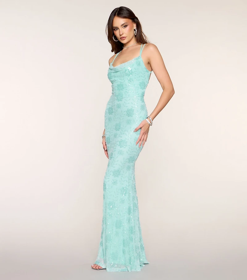 Valencia Floral Beaded Formal Dress