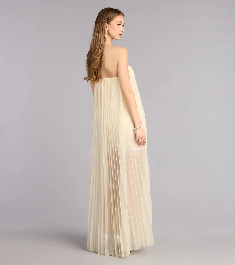 Briley Tulle Pleated A-Line Formal Dress