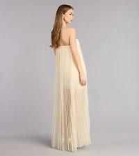 Briley Tulle Pleated A-Line Formal Dress