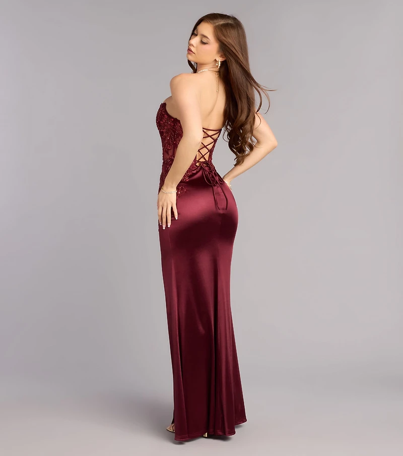 valentina formal corset mermaid dress Windsor Valentina Formal Satin Corset Mermaid Dress