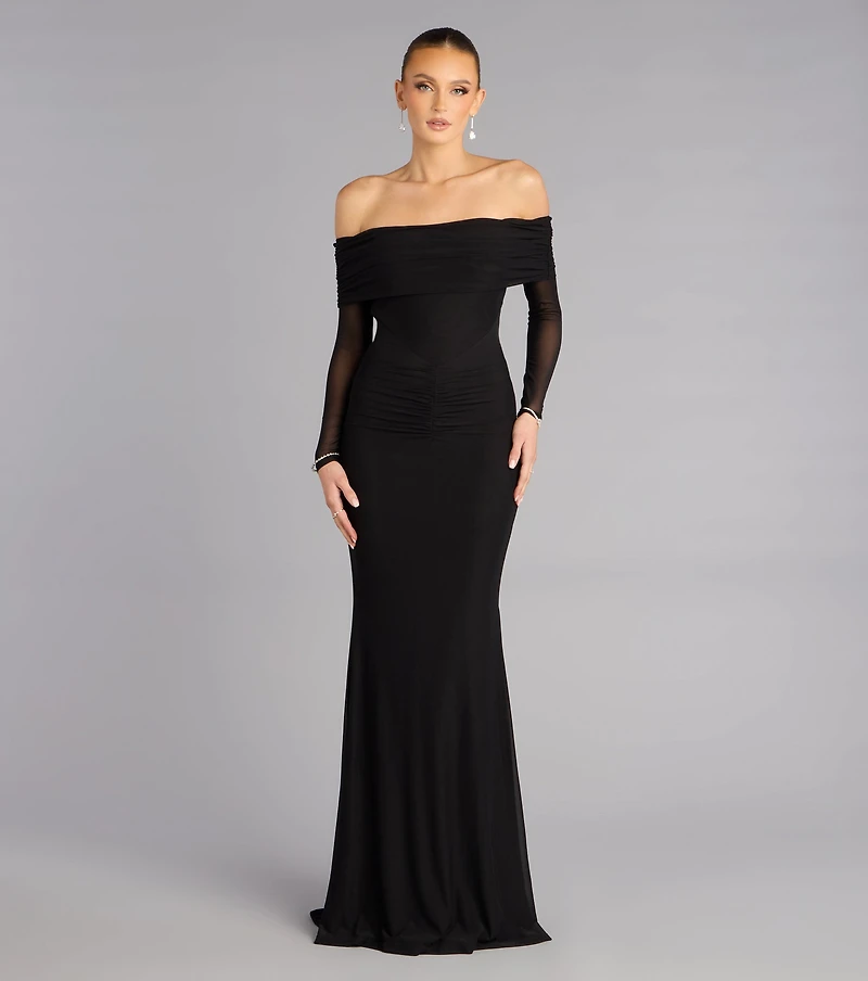 Cara Mesh Off-Shoulder Mermaid Formal Dress