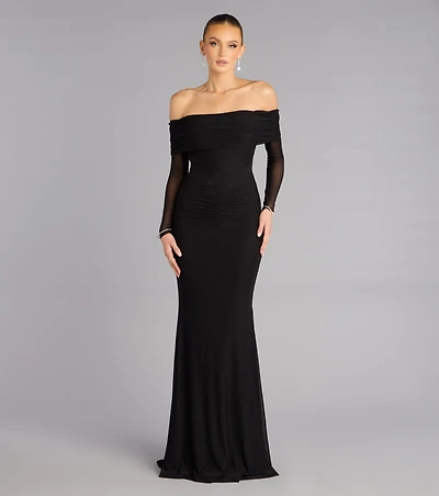 Cara Mesh Off-Shoulder Mermaid Formal Dress