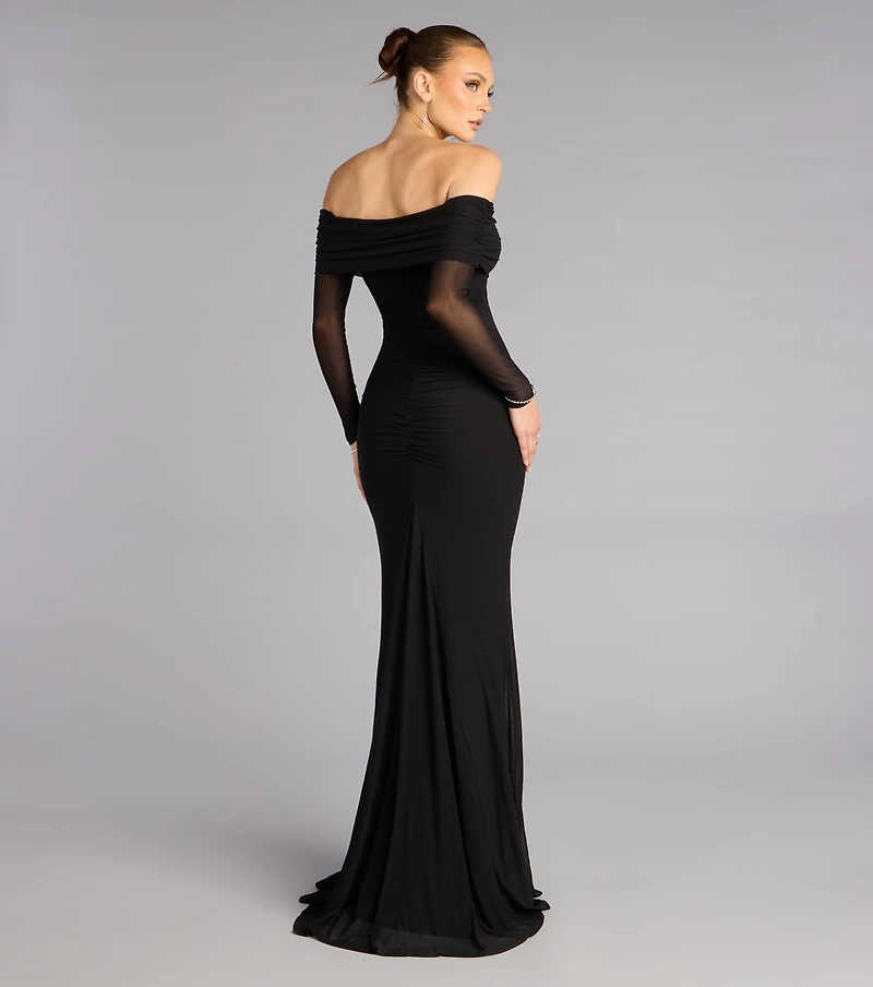 Cara Mesh Off-Shoulder Mermaid Formal Dress