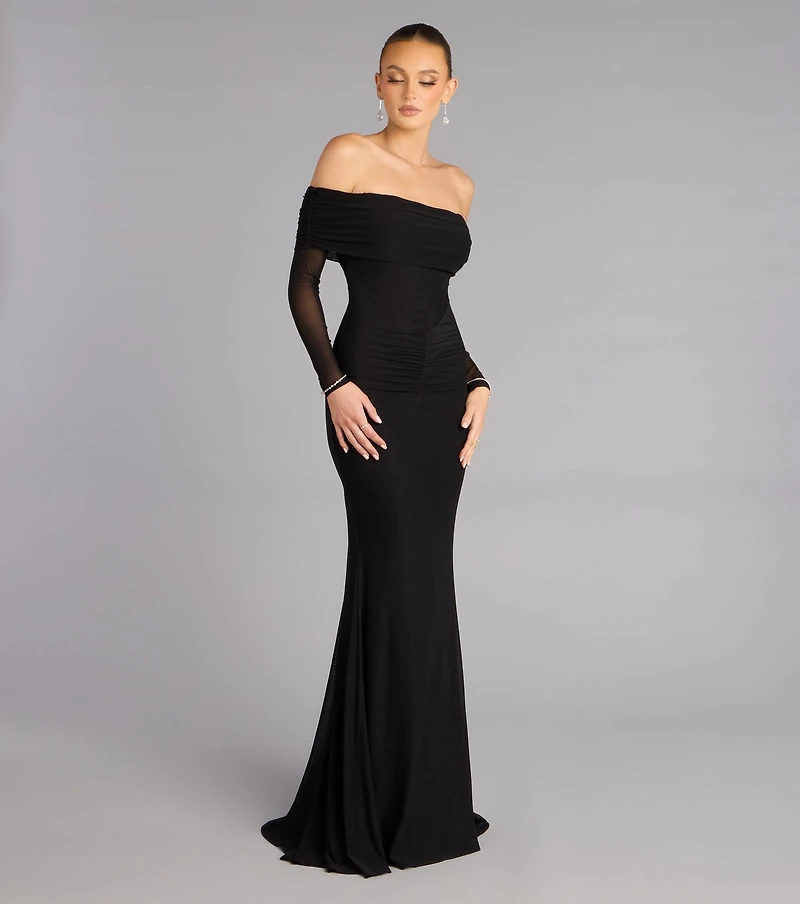 Cara Mesh Off-Shoulder Mermaid Formal Dress