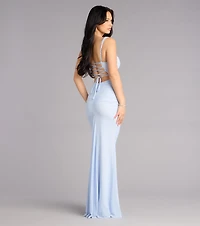 Arden Mesh Lace-Up Mermaid Formal Dress