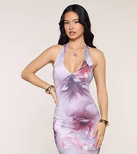 Natalia Floral Halter Formal Dress