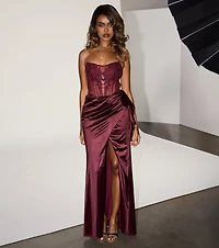 Sharon Floral Applique Satin Formal Dress