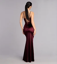 Maura Satin Sequin Corset Formal Dress