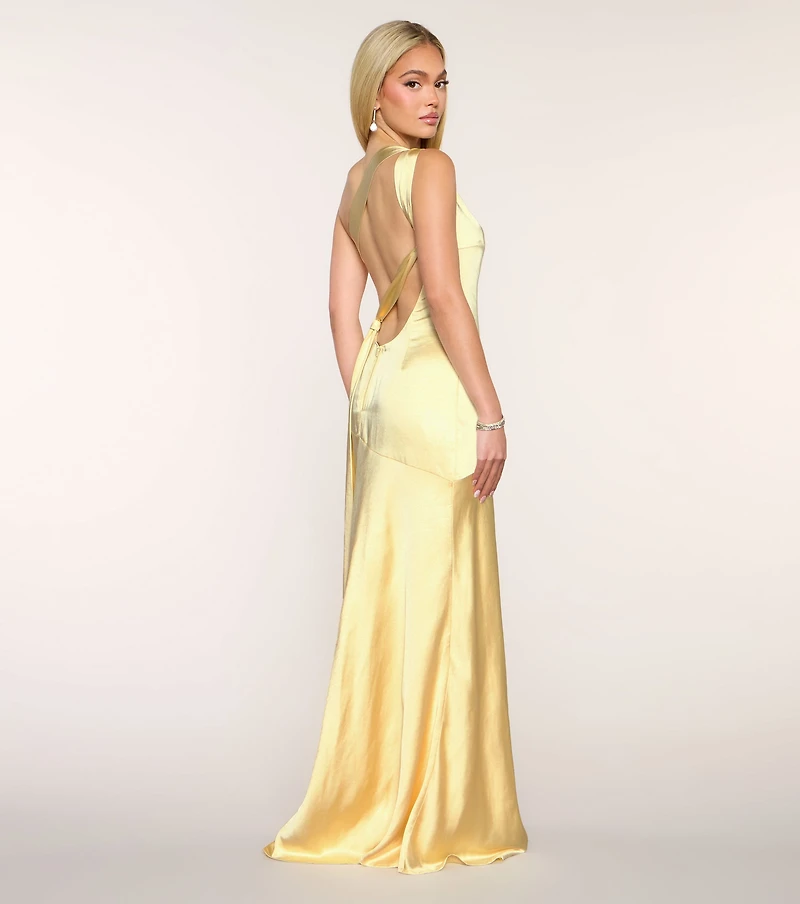 Chelsea Satin Open Back Formal Dress
