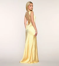 Chelsea Satin Open Back Formal Dress