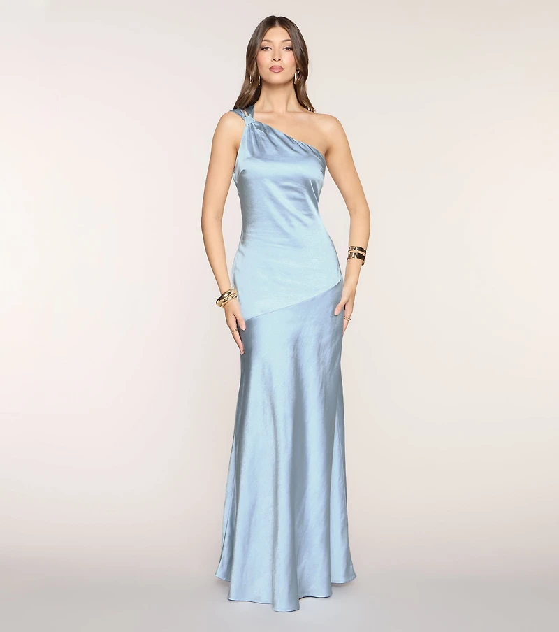 Chelsea Satin Open Back Formal Dress