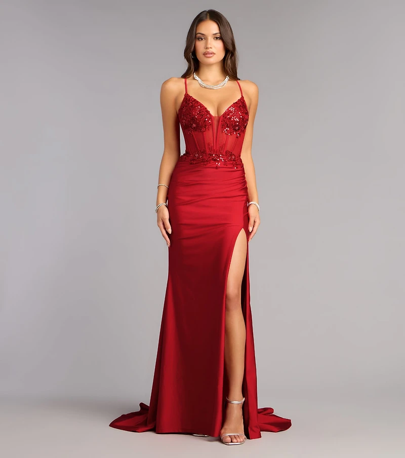 Brenna Corset Lace-Up Formal Dress
