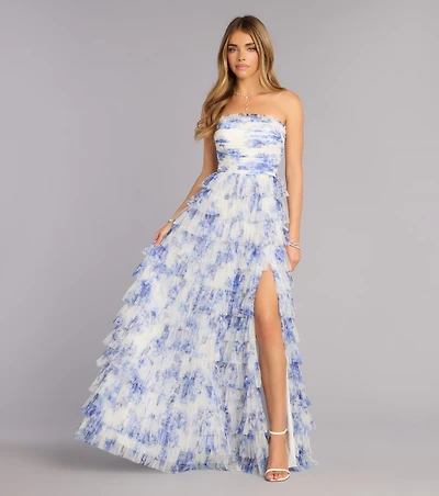 Juniper Floral Strapless Formal Dress