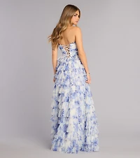 Juniper Floral Strapless Formal Dress