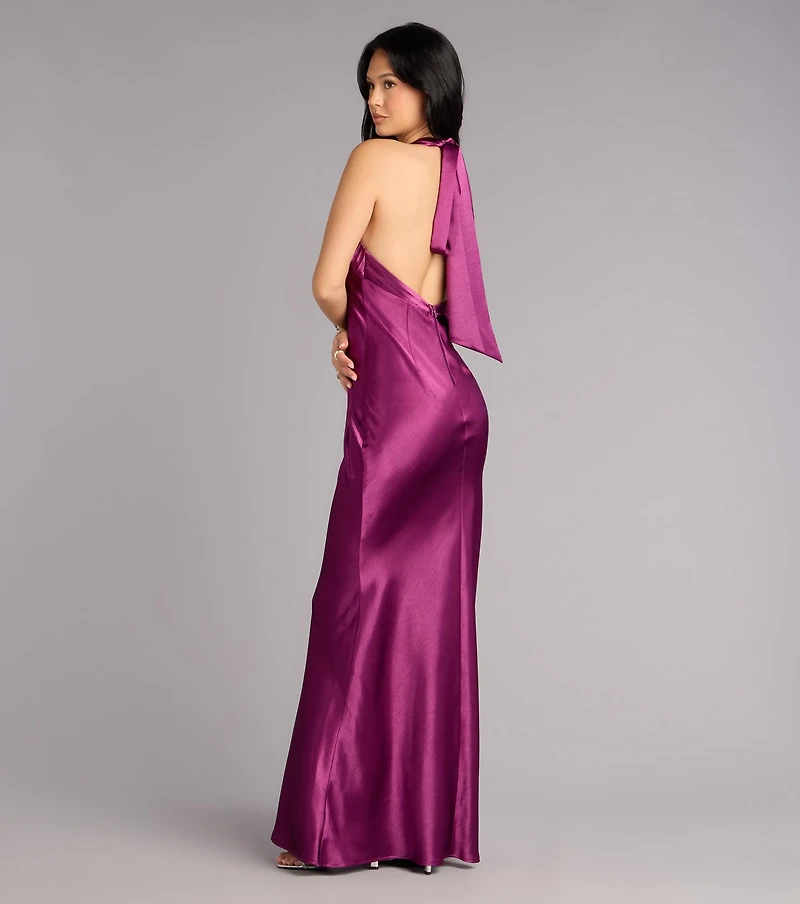 Meryl Satin Open Back Mermaid Formal Dress