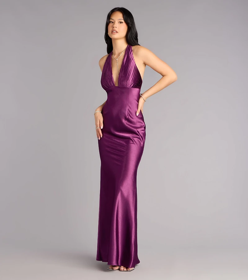 Meryl Satin Open Back Mermaid Formal Dress