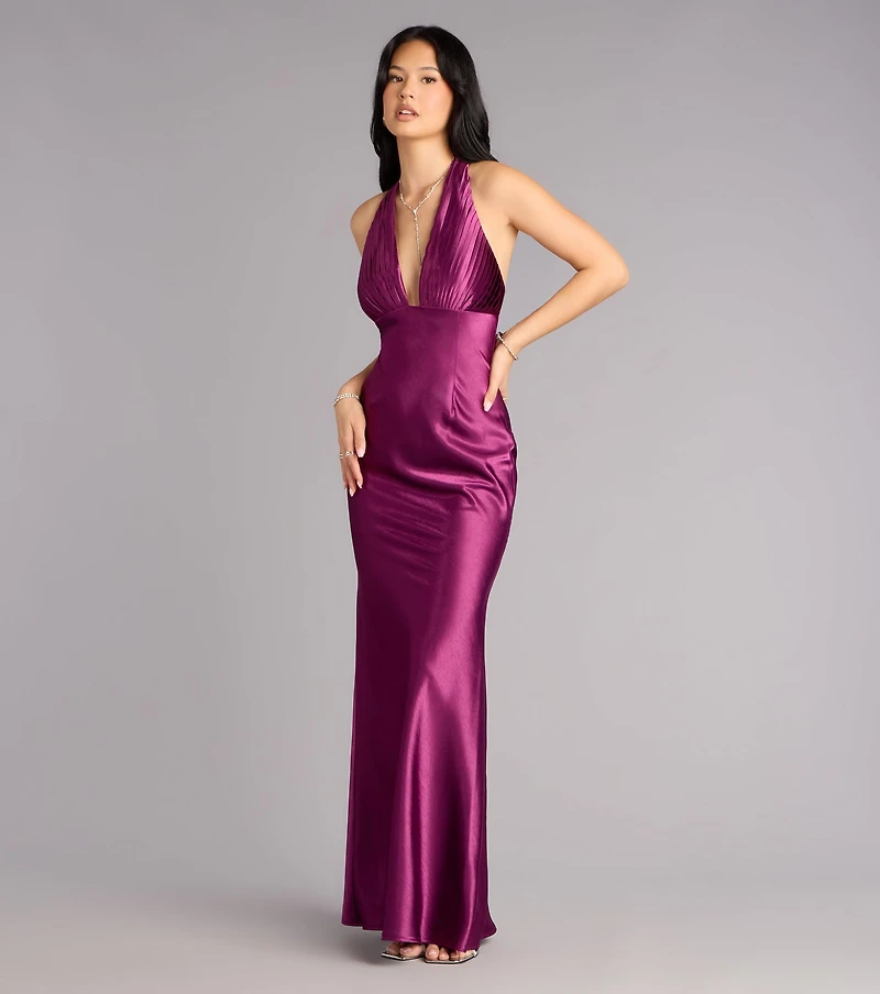 Meryl Satin Open Back Mermaid Formal Dress