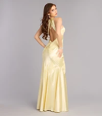 Rachel Satin Open Back Formal Dress