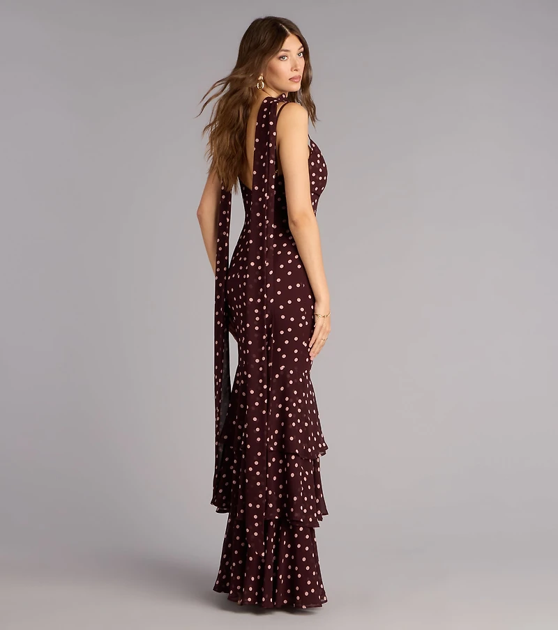 Jodie Polka Dot Chiffon Mermaid Formal Dress