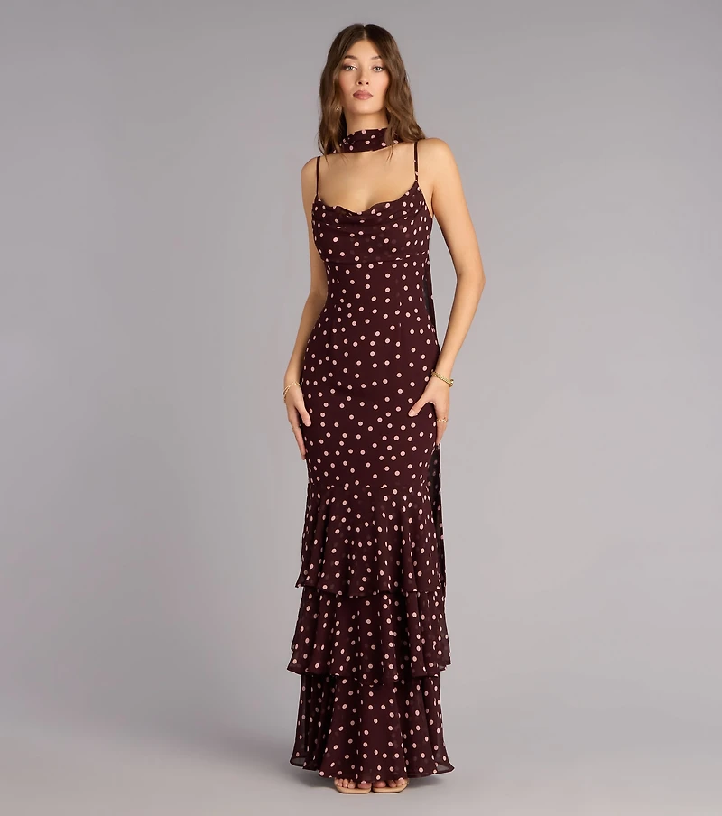 Jodie Polka Dot Chiffon Mermaid Formal Dress