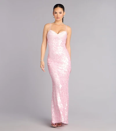 Rosalie Formal Satin Sequin Mermaid Dress