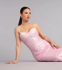 Rosalie Formal Satin Sequin Mermaid Dress