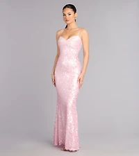 Rosalie Formal Satin Sequin Mermaid Dress