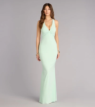 Lydia Halter Lace-Up Mermaid Formal Dress