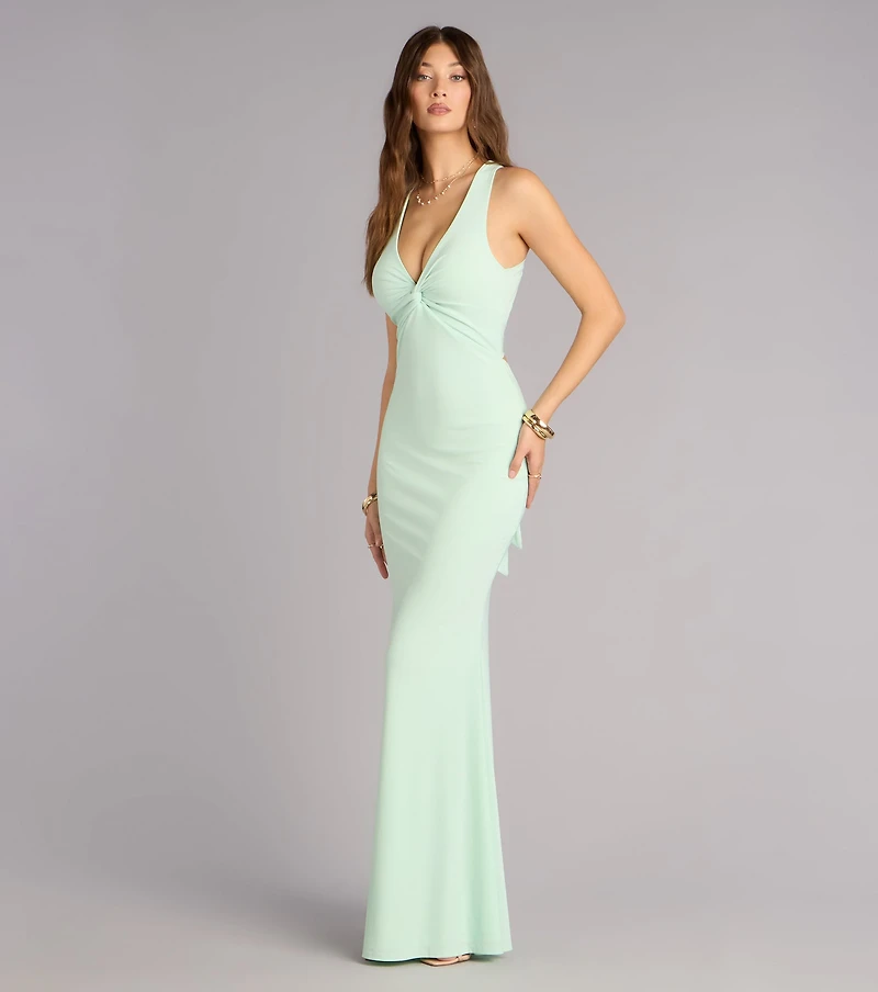Lydia Halter Lace-Up Mermaid Formal Dress