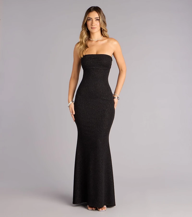 Audrina Glitter Strapless Mermaid Formal Dress