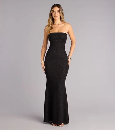 Audrina Glitter Strapless Mermaid Formal Dress