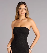 Audrina Glitter Strapless Mermaid Formal Dress