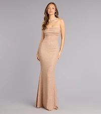 Audrina Glitter Strapless Mermaid Formal Dress