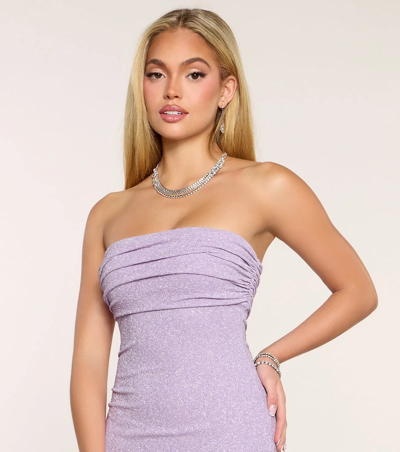 Audrina Glitter Strapless Mermaid Formal Dress
