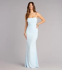 Alba Cowl Neck Mermaid Floral Formal Dress