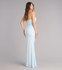 Alba Cowl Neck Mermaid Floral Formal Dress