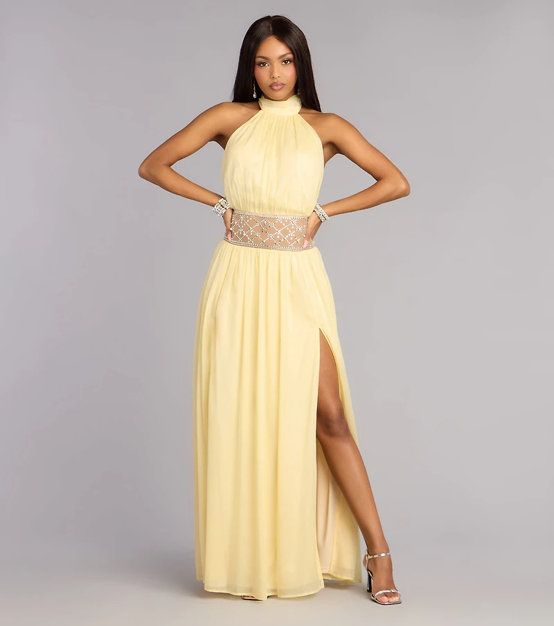 Monica Chiffon Embellished Formal Dress